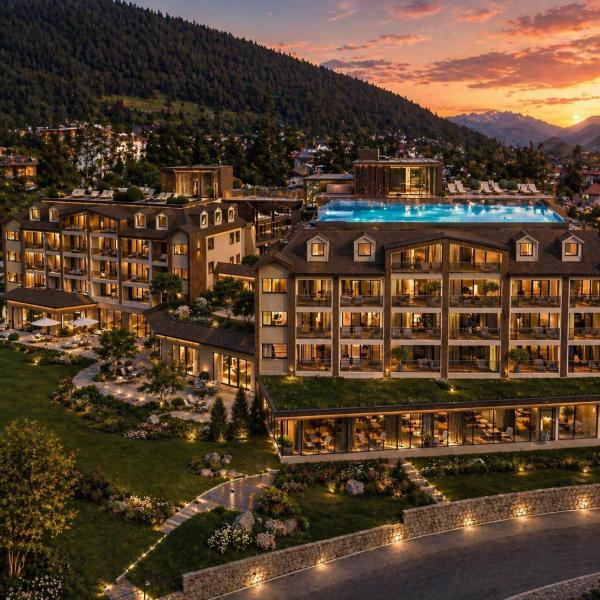 På billedet ses objektet Hotel Majestic - Unique Spa Resort beliggende i byen Brunico.