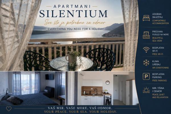 På billedet ses objektet Apartmani Silentium beliggende i byen Neum.