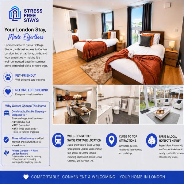 Family-friendly 3-bed Home Downstairs Bath & Bed Perfect Long Stays Nw3 - Fulham