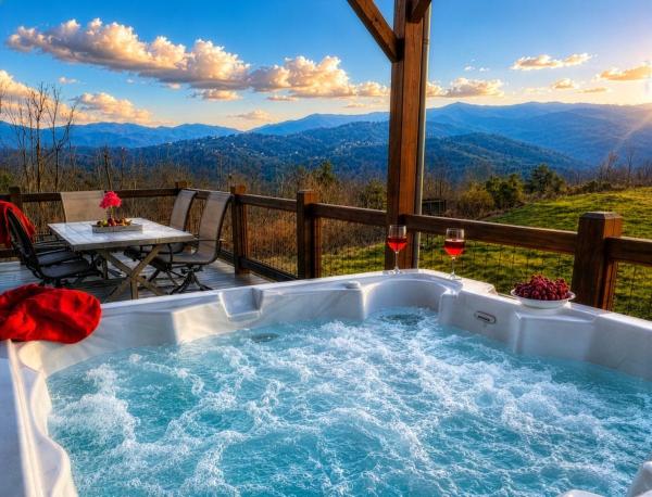 Luxury 6 Bed 5 Bath Mountain Cabin Hot Tub Theater Sleeps 20 Ideal Location Fireplace King Suites Fire Pit Game Room - Gatlinburg, TN