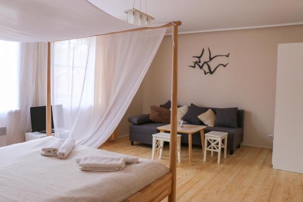 The photo shows the Guest House Vasara located in the city of Nida.