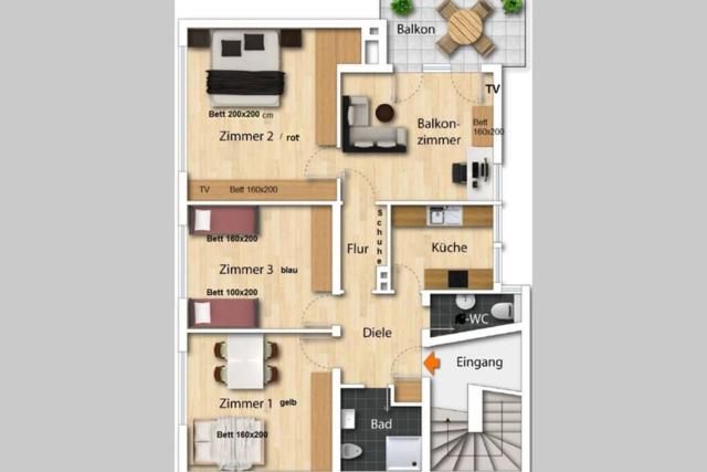 Große Wohnung 20 km von Köln bis zu 17 Personen