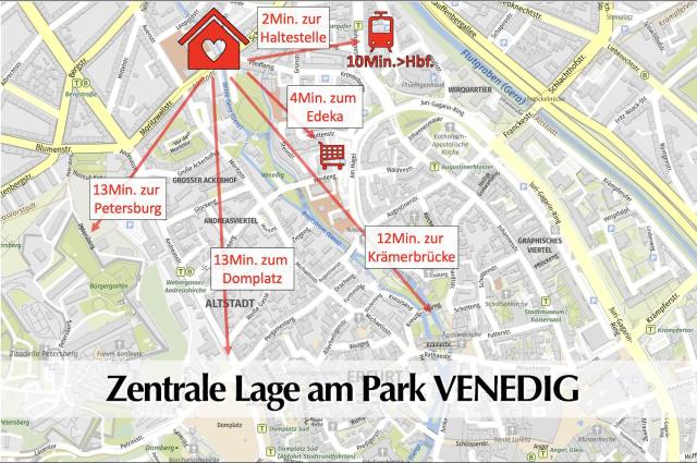 12 FEWOs im Jugendstilhaus mit Aufzug, großer Terrasse, Kingsize-Betten, 250Mbts WLAN, 55 Zoll Smart-TV - Nur ein kurzer Spaziergang durch den Park Venedig zur Krämerbrücke - Gaststätte im Haus