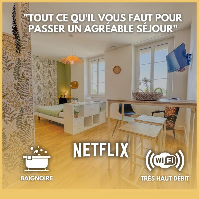 Studio COSY avec Baignoire et Netflix Idéal couple