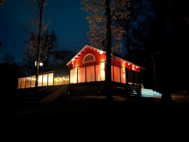 Log cabin with hot tub and views