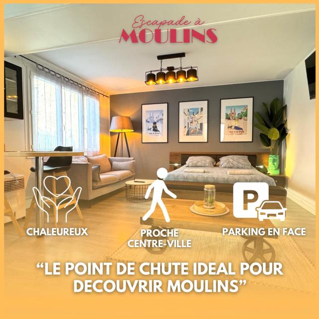 Escapade à Moulins, Studio spacieux au calme, central & parking gratuit