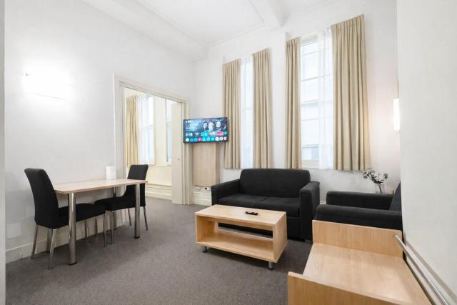 CBD Bank Place Centennial Historic Building Core One Bedroom One Bathroom Apartment 4m Ceiling Height Double Brick Wall Featured Bar Food Downstairs