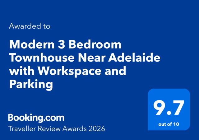 Modern 3BR Townhouse Near Adelaide CBD Workspace & Parking