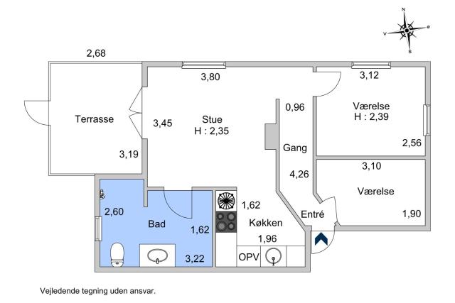 3-room apartment with free parking and terrace