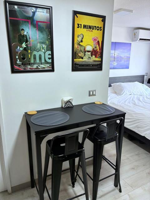 Estudio con terraza y cama king en Santiago Centro