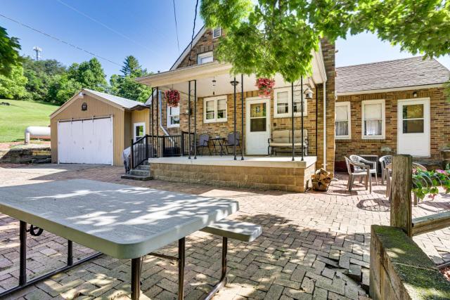 Game Room + Patio: Hilltop Home in Hocking County