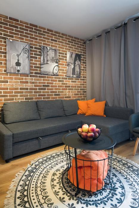 Orange, modern apartment in the city centre