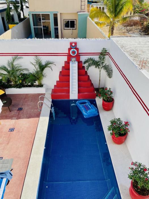 Casa Piramide: Fully Furnished 2-Bedroom House w Private Swimming Pool and Waterfall, 5 Minute Walk from the Beach