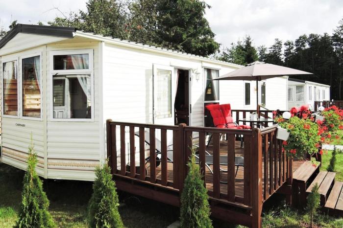 Mobile home in Kolczewo with a terrace