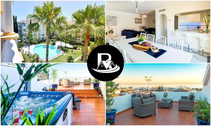 ✰ Luxurious 5 Bedroom PENTHOUSE. Sea Views. Hot Tub. BBQ. Golden Mile