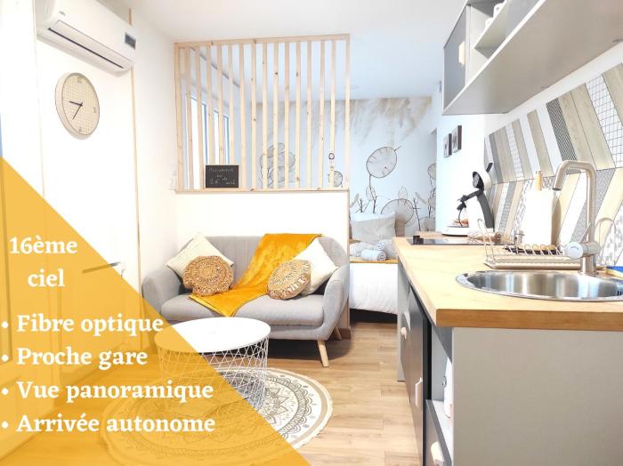 ☆ 16ème ciel ☆ Proche gare ☆ Vue panoramique ☆ Clim.