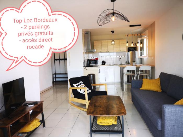 Zéro stress Bordeaux, T2 calme, 2 parkings, Wifi
