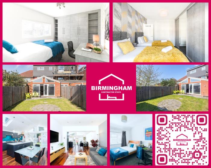 By NEC & HS2 - Big 6 Bedroom Contractor House - 9 Beds, 3 Bathrooms & Driveway by Birmingham Contractor Stays