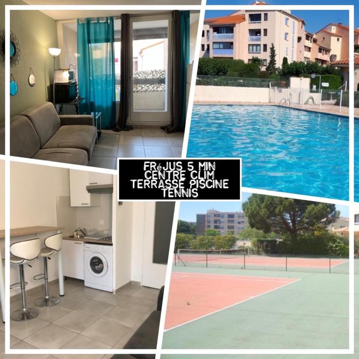 Frejus balcon des arènes studio 5e étage piscine clim tennis