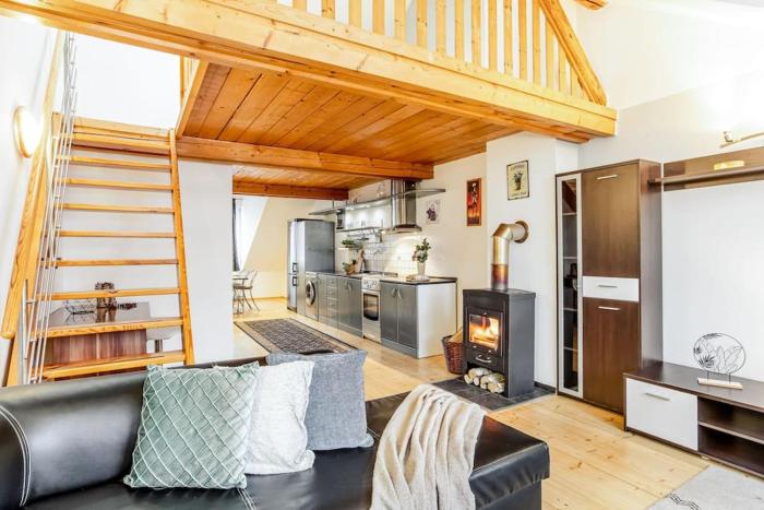 Utulny a prostorny podkrovni byt s krbovymi kamny