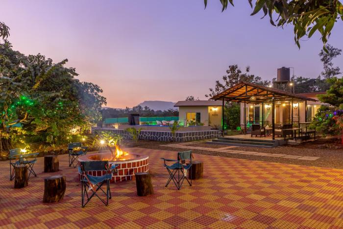 SaffronStays Apricus Farm - 4BHK Veg Estate with Pool, Yoga & Garden