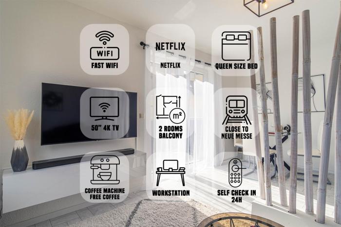 Arbeitsplatz, Balkon, Tiefgarage nähe neue Messe