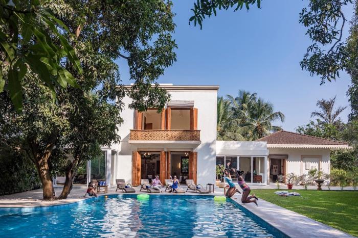 SaffronStays Hacienda by the Sea - 5BR Spanish-style pet & elder-friendly pool villa with lawns, beach access & BBQ nights