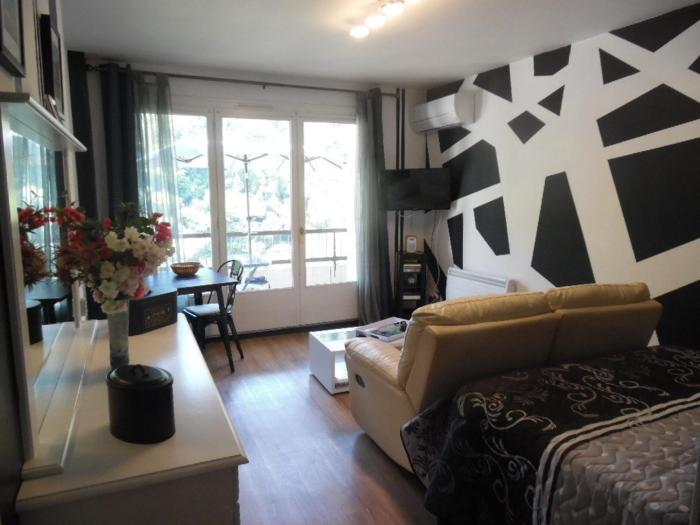 Studio confort avec balcon, clim, parking privé, à 50m des Thermes et 100m du centre, à Amélie-les-Bains - FR-1-703-59