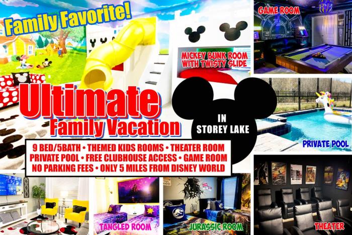 Ultimate Family Vacation Home near Walt Disney World in Storey Lake, Pool, Mickey room, Star Wars Gameroom, Theater