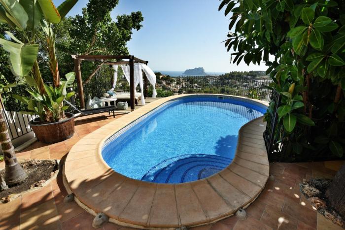 Vista al mar, piscina vallada, cocina de verano, AA, wifi