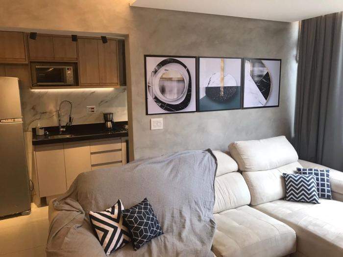 Apto aconchegante vista mar , tv, wifi e ar - Praia São Vicente