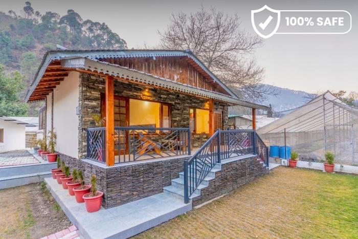 SaffronStays Kurmavana, Bhimtal - luxury cottage with pool and lawn -clear roads