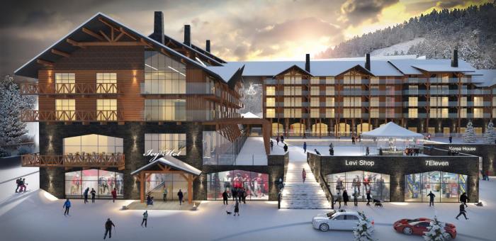 Lux Lapland Cranberry Levi center apartment 61m2 ski-in ski-out 2 bedr & 2 bathr