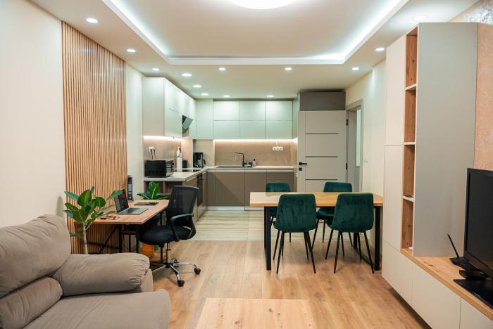 One-Bedroom apartment with Free Street Parking, Free Gym Pass and Office Setup