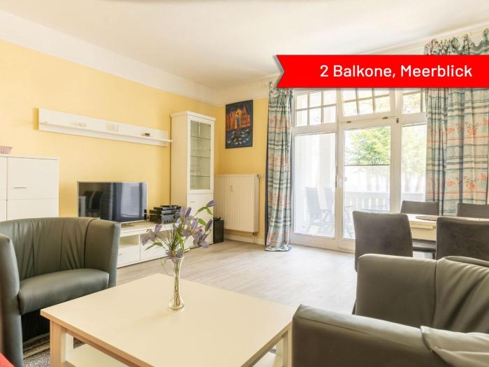 Villa Strandidyll Apartment 3, Balkon mit Meerblick