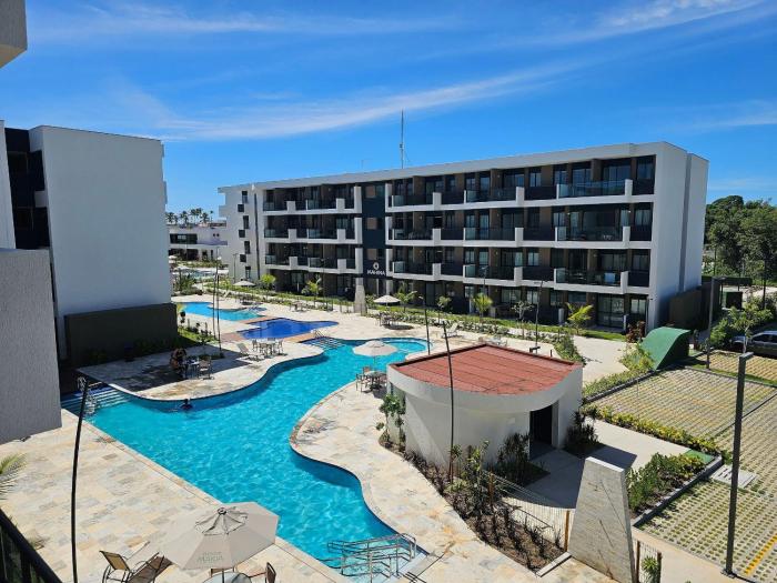 Flat premium com varanda gourmet no Makia Resort em Muro Alto 4 pessoas