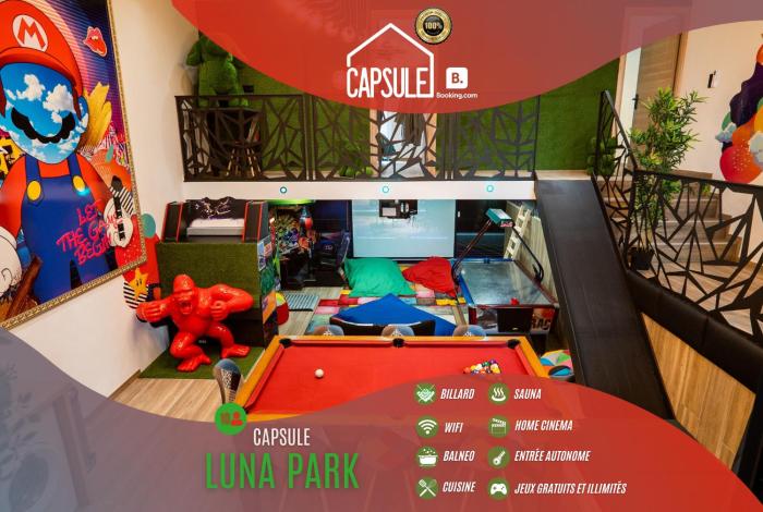 Capsule Luna Park - Jacuzzi - Sauna - Jeux & Arcades - Billard - Netflix & Home cinéma -