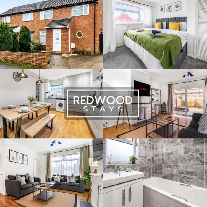 Cosy 3-Bedroom Serviced House with Free Fast WiFi and Parking for 2 Cars By Redwood Stays