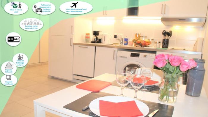Appartement tout équipé, cosy (1 station de Paris)