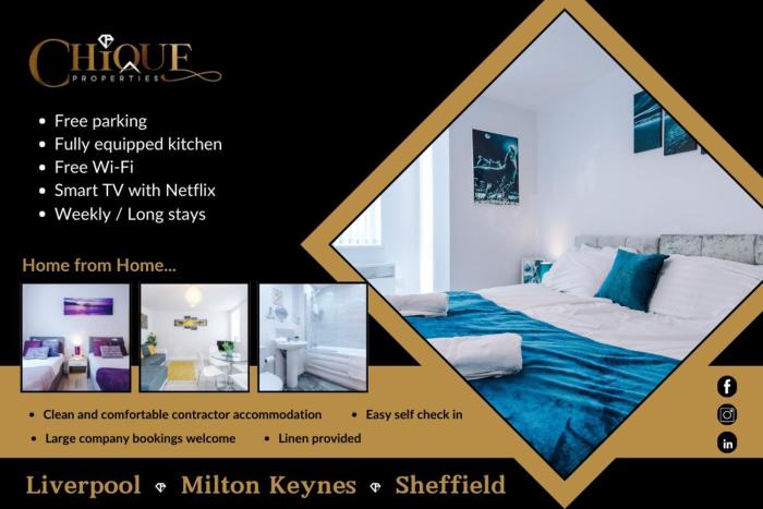 1BR & 2BR Apt - free PARKING close to EVERTON & ANFIELD stadium, Liverpool City Centre managed by Chique Properties Ltd
