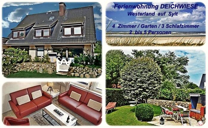 FERIENWOHNUNG DEICHWIESE SYLT-WESTERLAND 2-5 Personen-3 Schlafzimmer-Terrasse