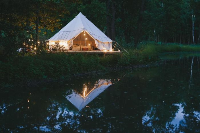Glamping tälttent - Glampingzelt -Lodge - Sjöutsikt