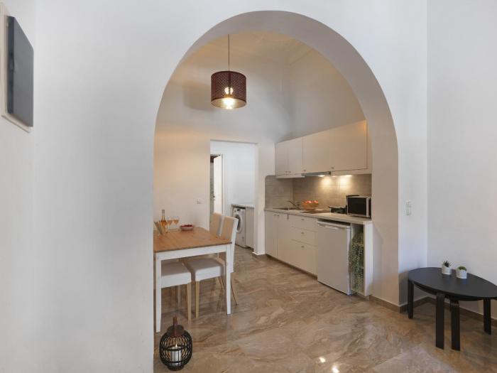 Elegant, affordable apartment with a fireplace