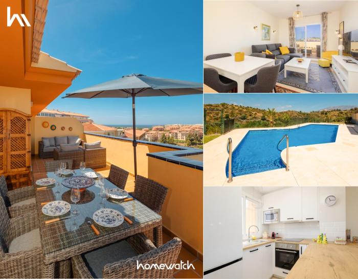 Cozy apartment, with sea views, large private terrace, close to the beach, El Faro, Mijas