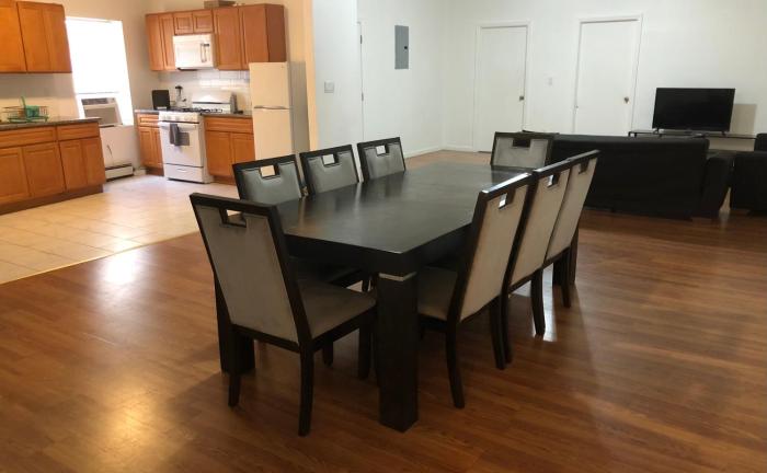 Large and private apartment can sleep up to 8 people comfortably with direct NYC Manhattan train only 5 minute walk away