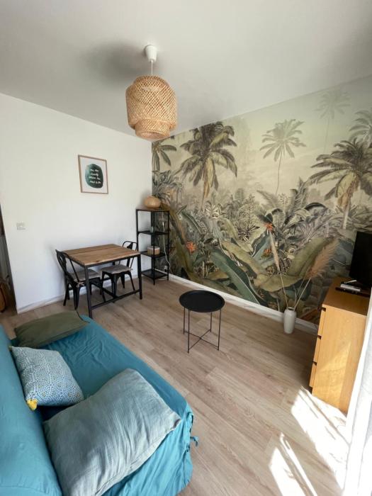 Studio climatisé avec balcon à 10 mn des plages