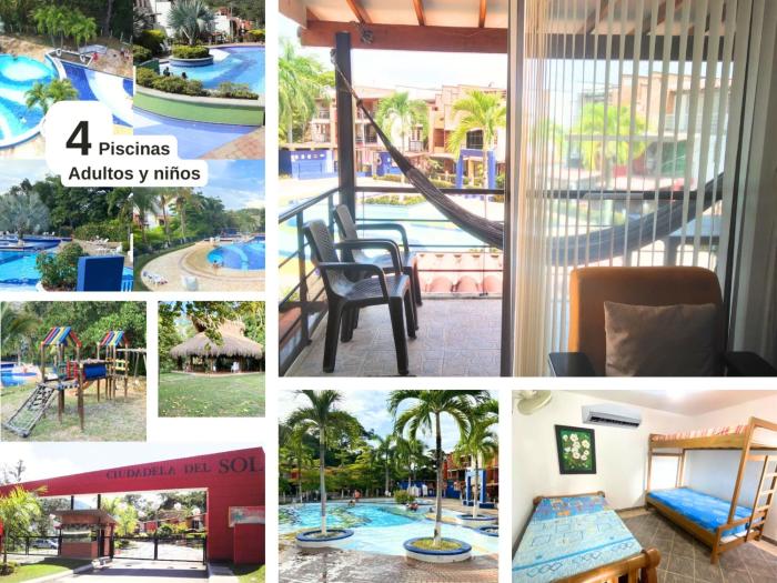 ""Apto 2 Habit, 4 piscinas, Dcto GENIUS, Check in-out extendidos, a 1 cuadra del parque -Ciudadela del Sol-""