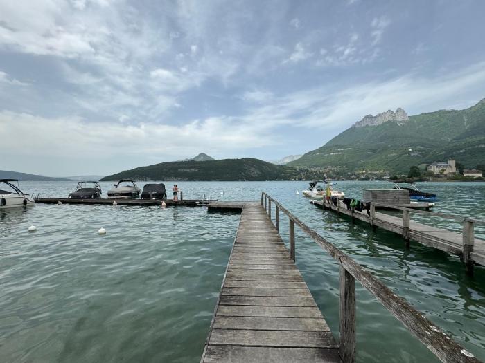 Studio Le Beach du Lac dAnnecy avec les pieds dans l eau, plage et ponton privé