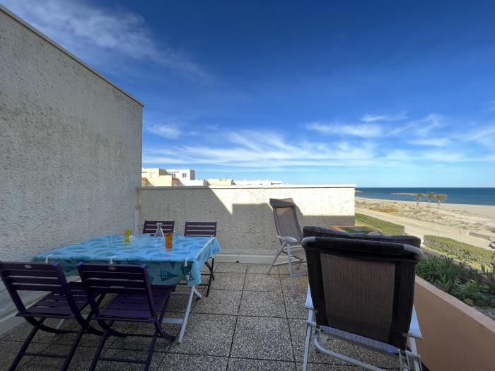 Studio agréable pour 4 pers. Terrasse mer, parking, animaux ok - FR-1-799-28