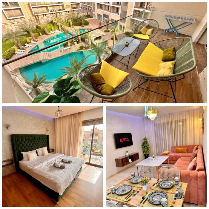 PEARL GARDEN Luxueux Studio Chic Piscine Terrasse Netflix IPTV Parking